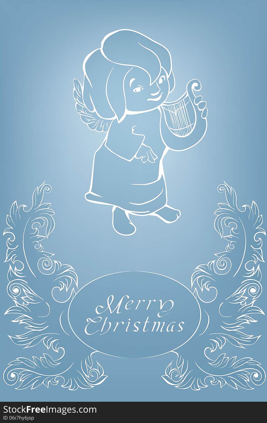 Christmas background with singing angel.