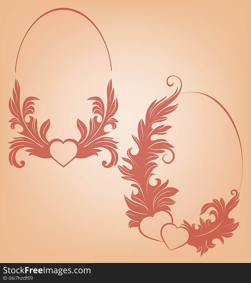 Valentine s background  heart  floral motif