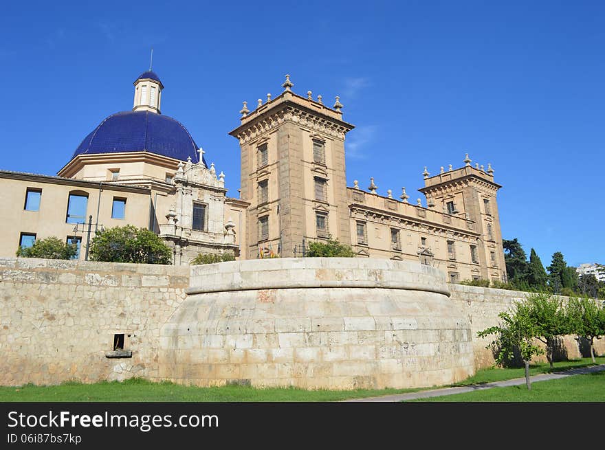 Architecture of Valencia on background of blue sky