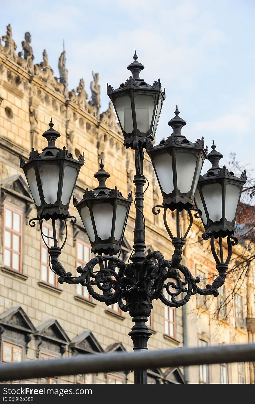 Old fashioned street light in Lviv, Ukraine. Old fashioned street light in Lviv, Ukraine