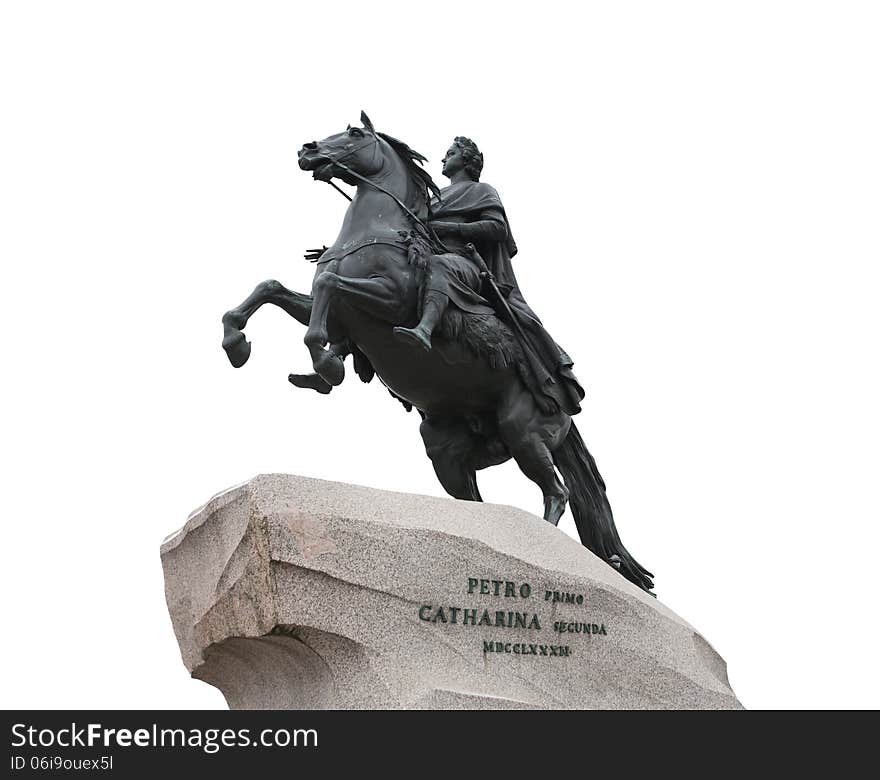 Peter The Great on horse statue in St. Petersburg, Russia. Isolated with clipping path. Peter The Great on horse statue in St. Petersburg, Russia. Isolated with clipping path