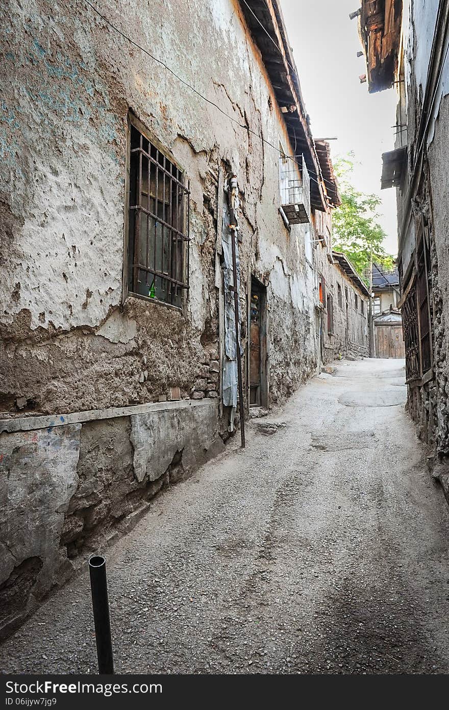 Old narrow streets with ancient houses, Ankara, Turkey. Old narrow streets with ancient houses, Ankara, Turkey.