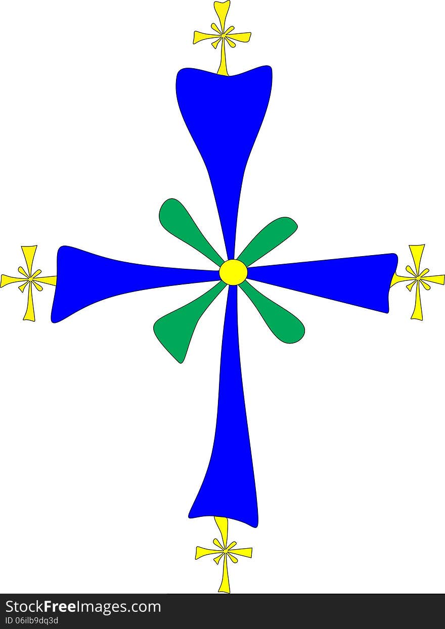 Colorful Coptic cross in blue, green, and yellow. The primary Christian denomination in Egypt is Coptic. Colorful Coptic cross in blue, green, and yellow. The primary Christian denomination in Egypt is Coptic.