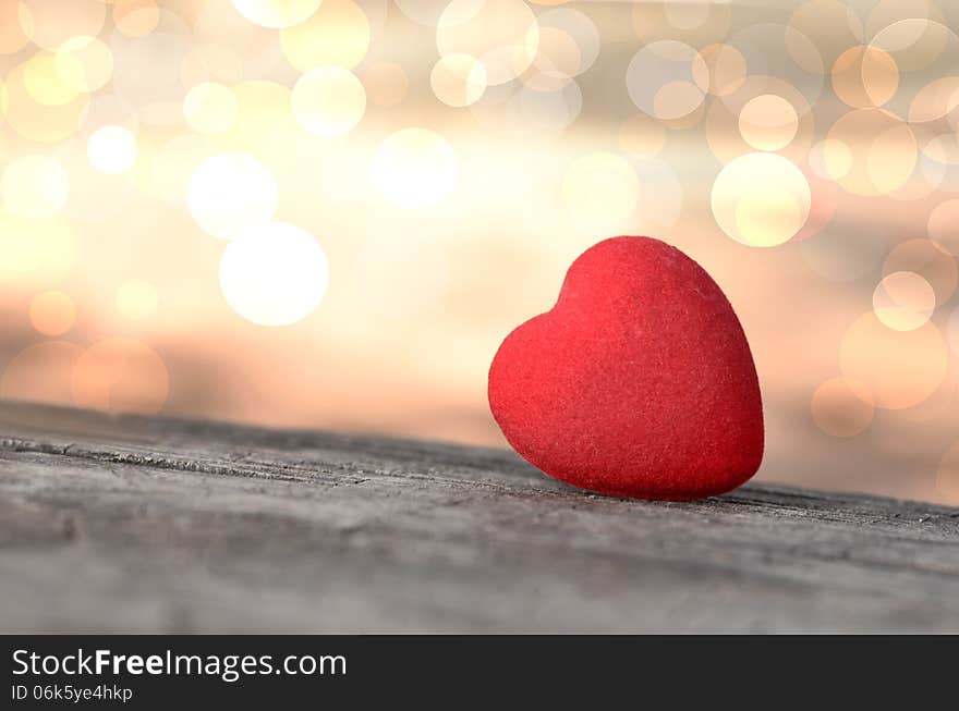 Heart on the wooden table