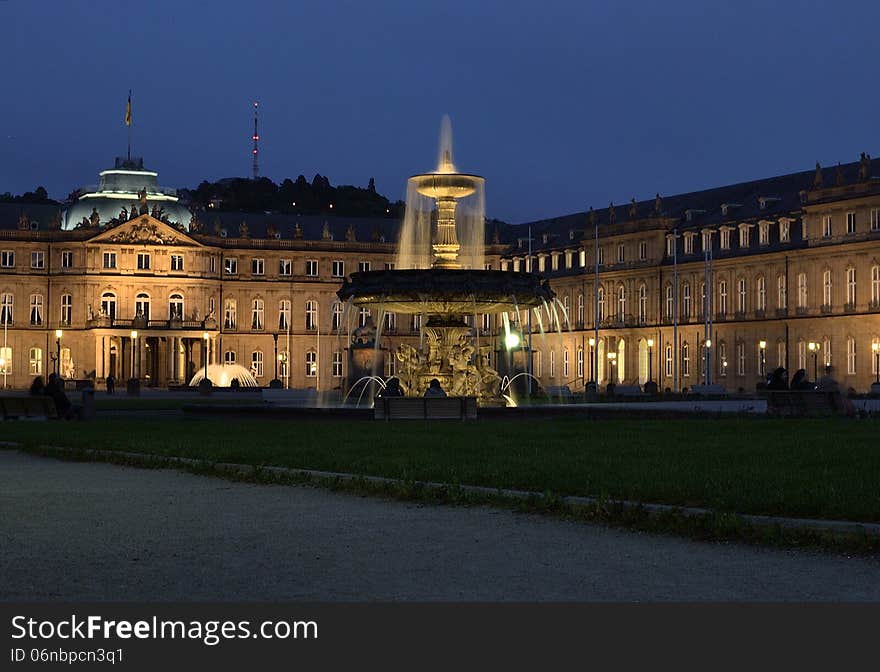 Summer evening in Baden-Württemberg, around Schlossplatz in Stuttgart center. Summer evening in Baden-Württemberg, around Schlossplatz in Stuttgart center