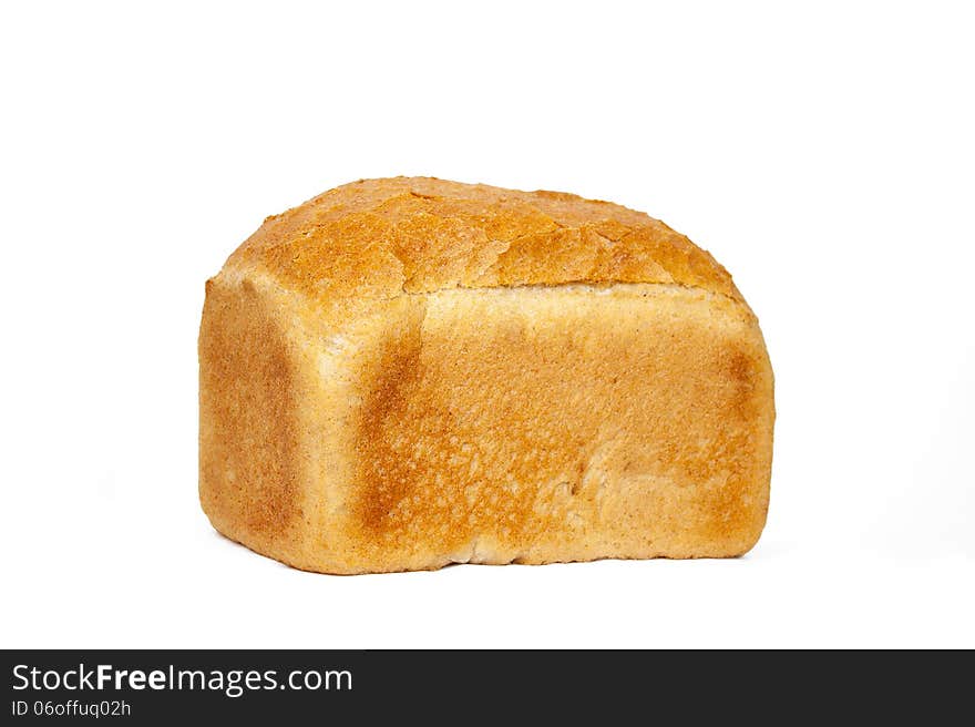 Freshly baked bread on a white background