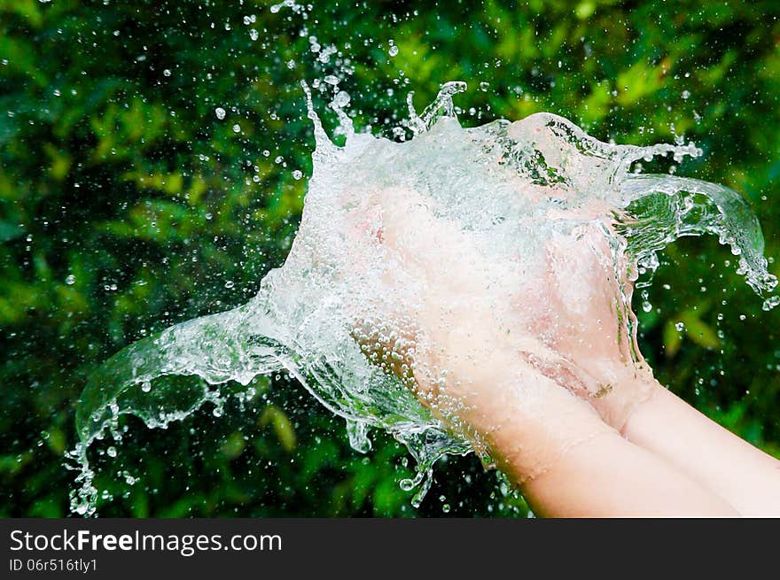 Many bubbles in water close up.Fresh water with bubbles, abstract background.