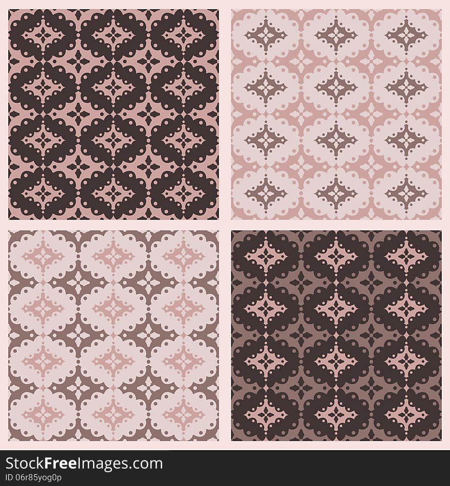 Scalloped lace seamless vector patterns