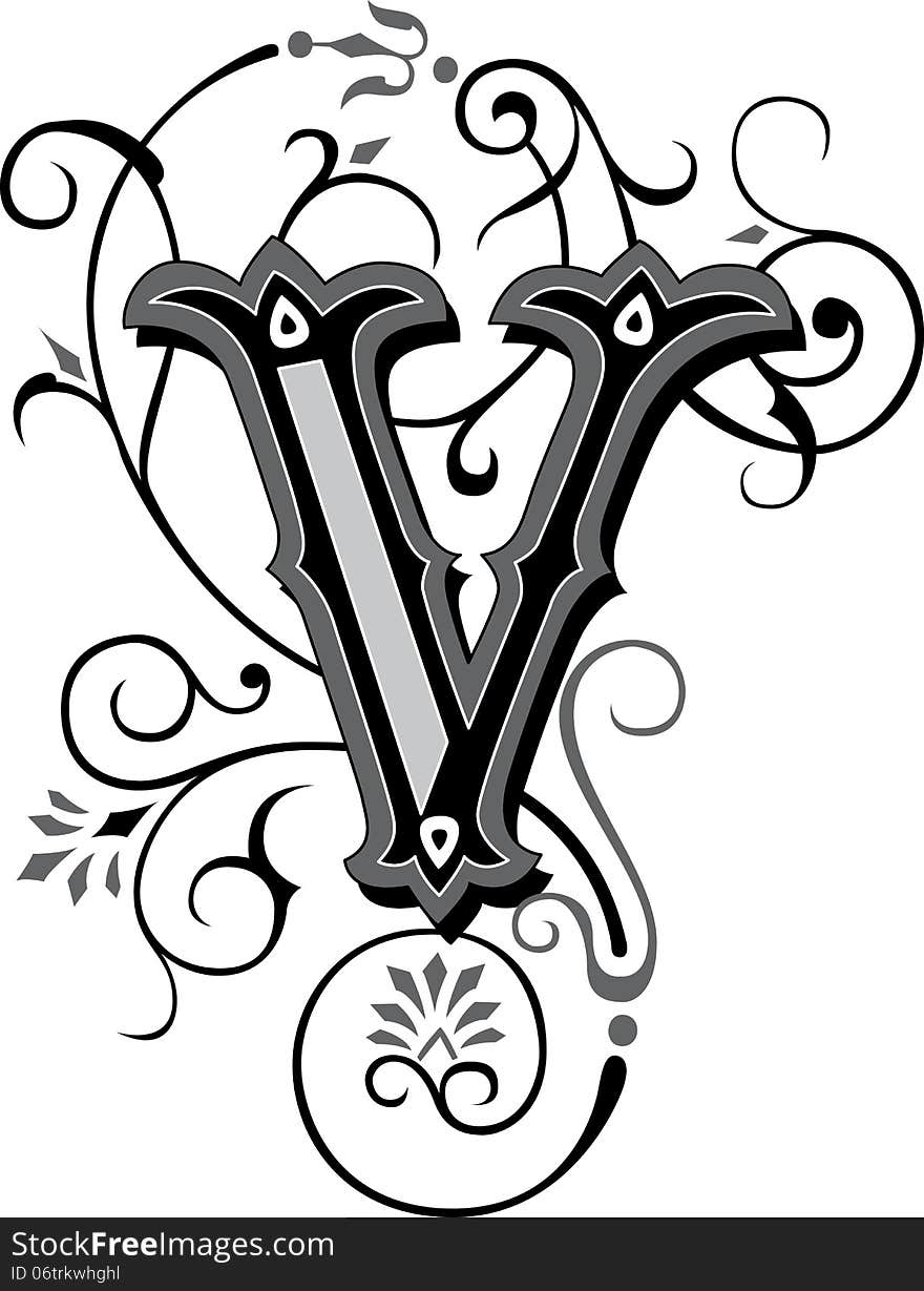 Beautiful Ornament, Letter V