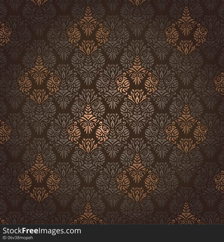 Vintage background with damask pattern. Vector illustration pattern incl.
