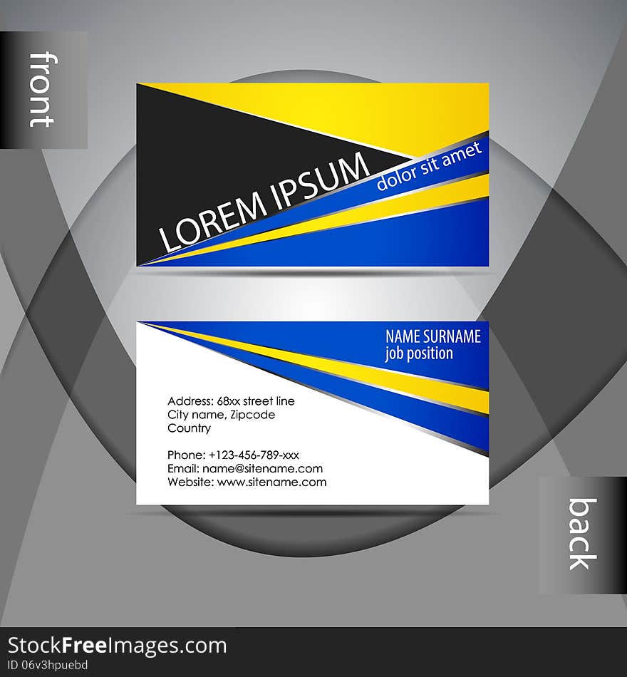 Business card template or visiting card set