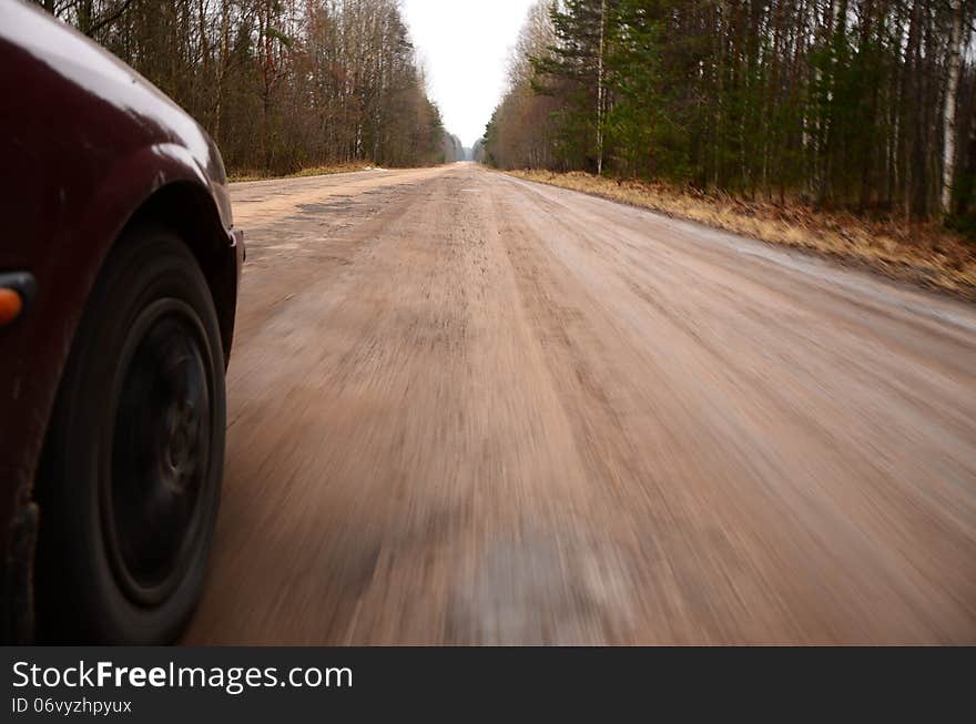 Blurred shot of fast driving on country road. Blurred shot of fast driving on country road