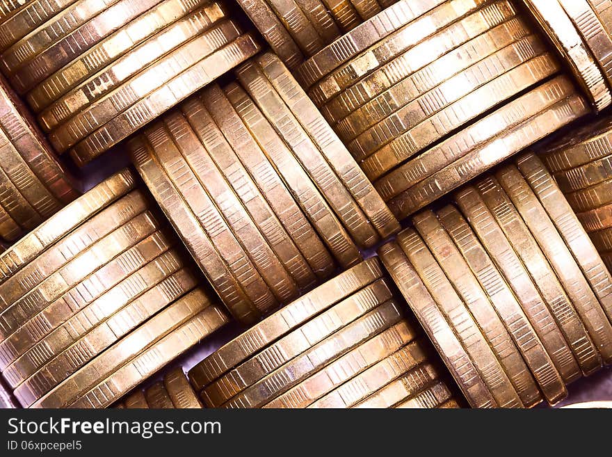 Columns of gold coins