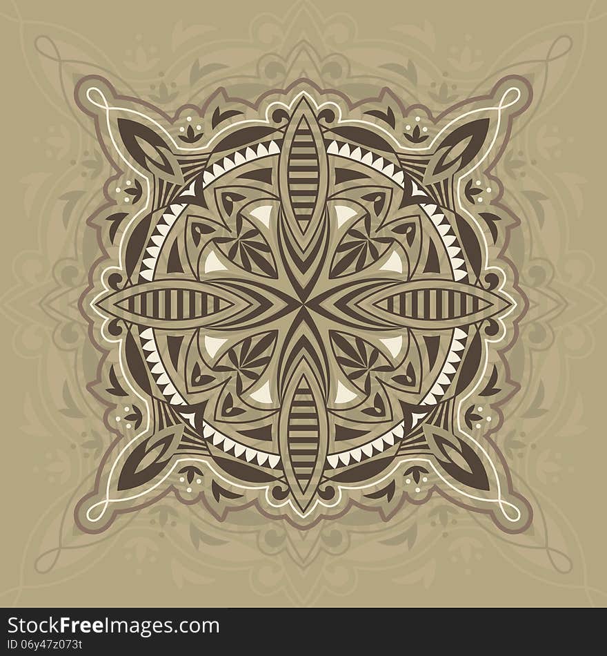 Mandala ornament, symbol. Vector illustration