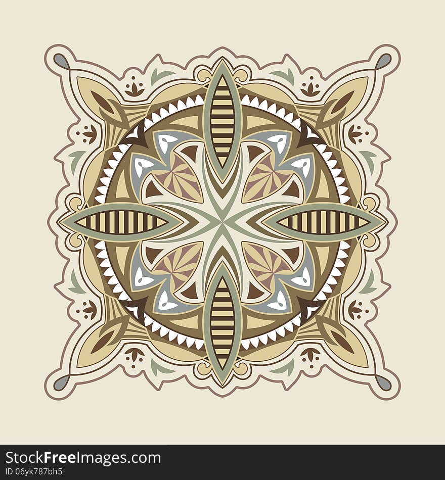 Mandala ornament, symbol. Vector illustration