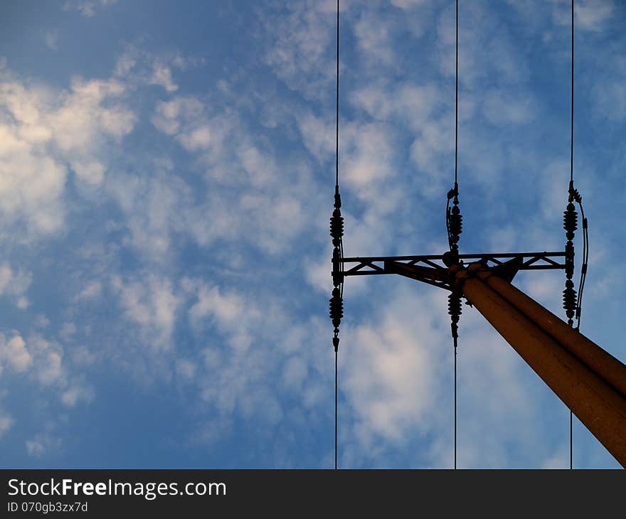 Silhouete od energy lines in sky. Silhouete od energy lines in sky.