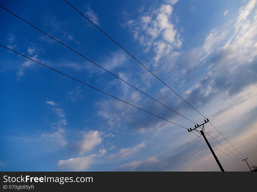 Silhouete od energy lines in sky. Silhouete od energy lines in sky.