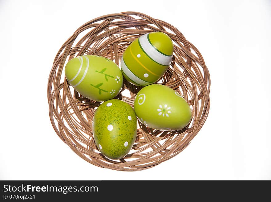 Easter eggs decoration in a basket