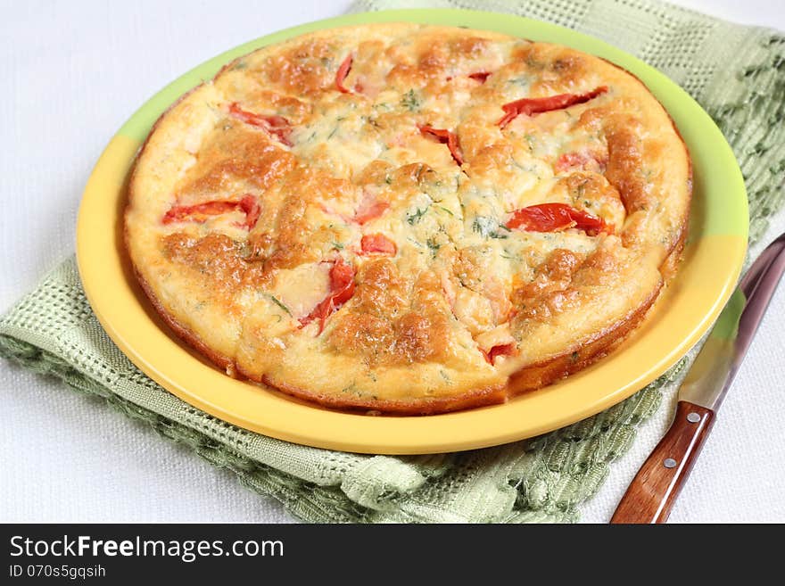 Omelet With Cheese, Tomato And Dill