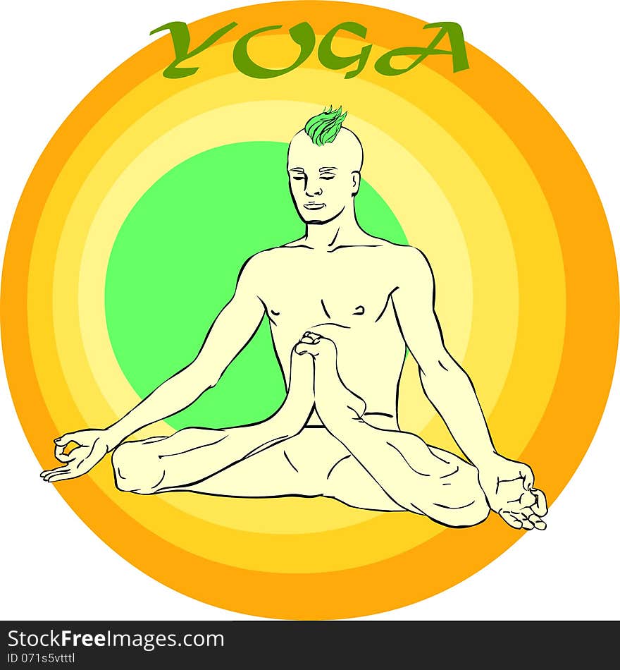 Hand drawn illustration about the handsome yogi playing asanas positions. Hand drawn illustration about the handsome yogi playing asanas positions.