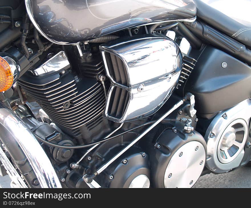 Chrome plated motorcycle engine