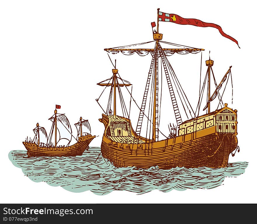 Old english war ship