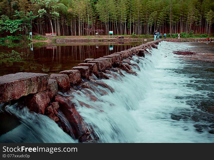 Slow Shutter Blend Of Small Creek In Wild Forest, in China