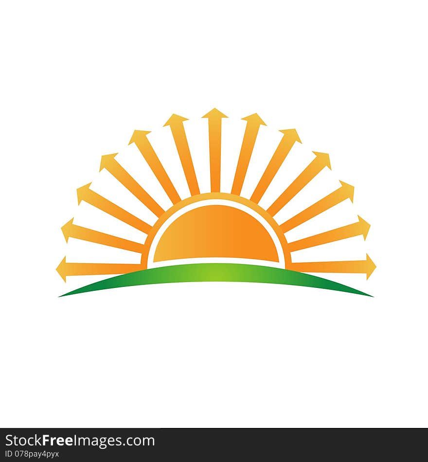 Sunrise with arrows. Concept that represents a new day or directions in life or summer season. Sunrise with arrows. Concept that represents a new day or directions in life or summer season