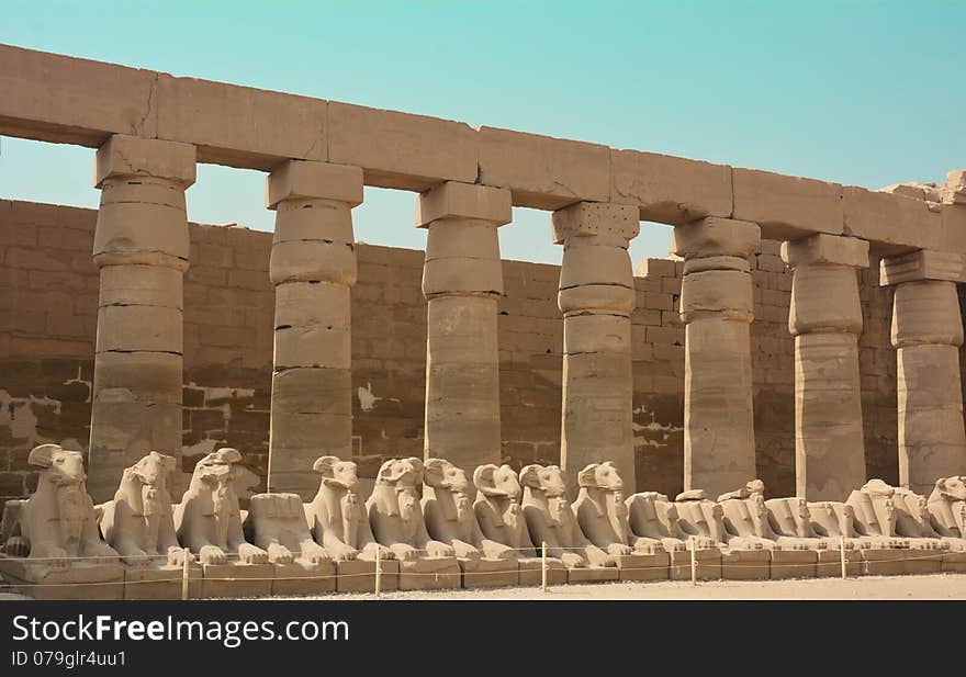 Columns and Sculpture in Karnak Temple