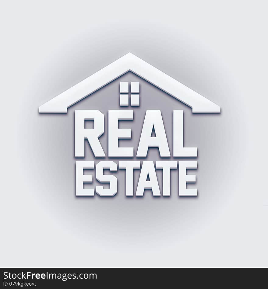 Real Estate House Card Sign. in 3D