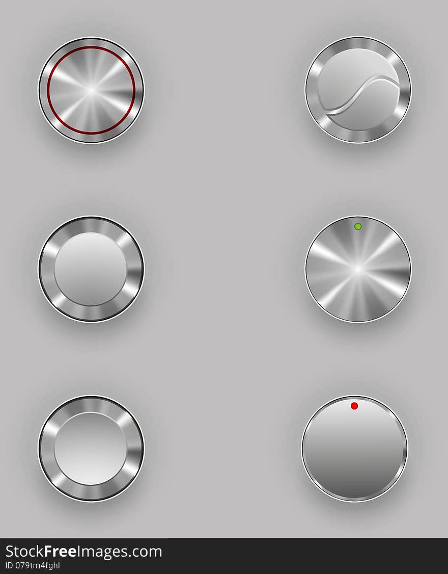 Metal buttons silver chrome circle