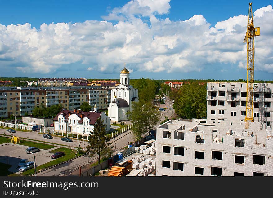 Developing a new residential area on spring day