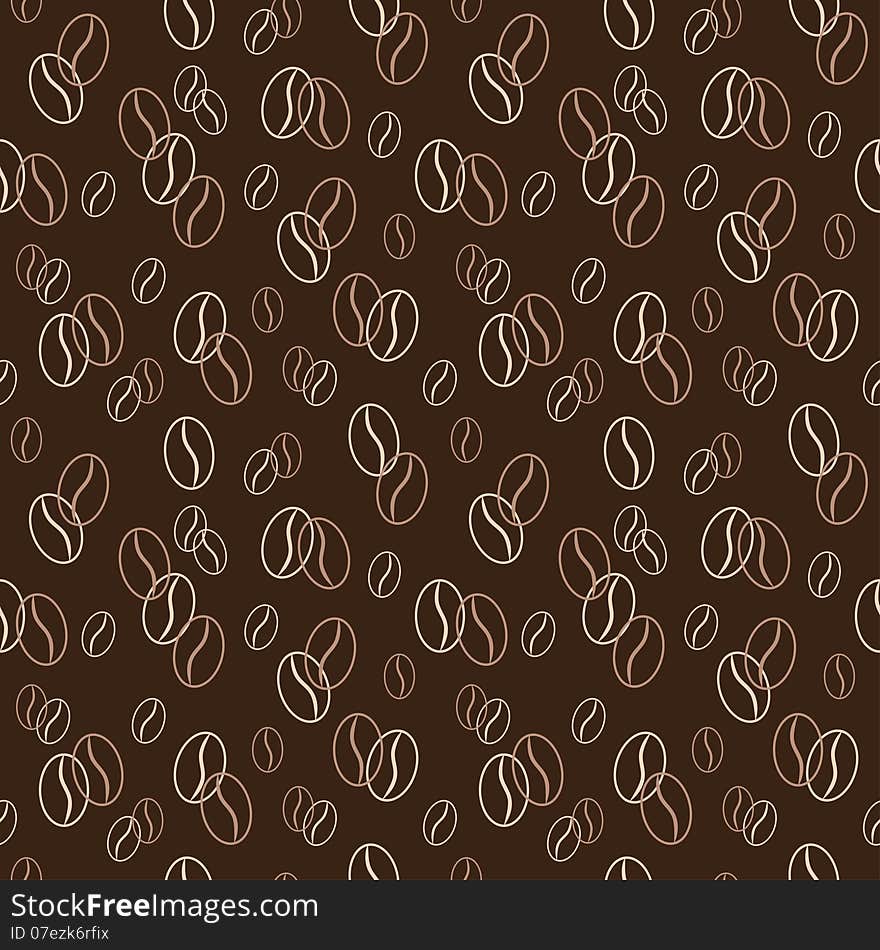 Seamless Pattern With Coffee Beans. Vector Illustration. Background.