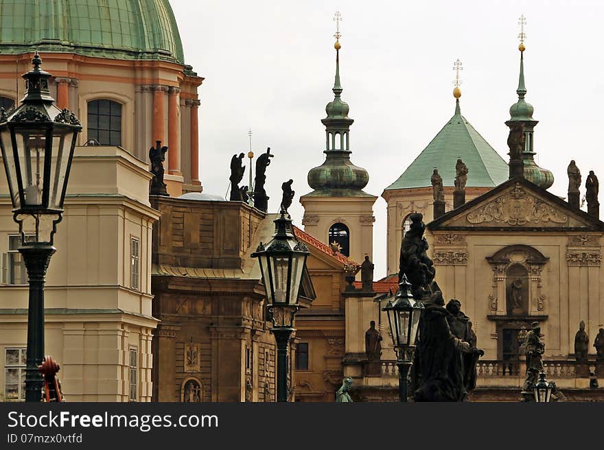 Roofs of Golden City Prague from Charles Bridge. Roofs of Golden City Prague from Charles Bridge