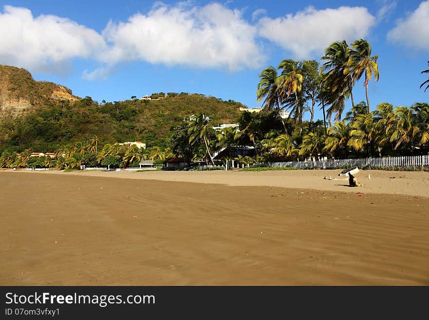 Wide sandy beach tropical landscape