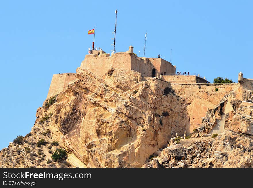 Alicante Castle as viewed from the yacht harbour. Alicante Castle as viewed from the yacht harbour