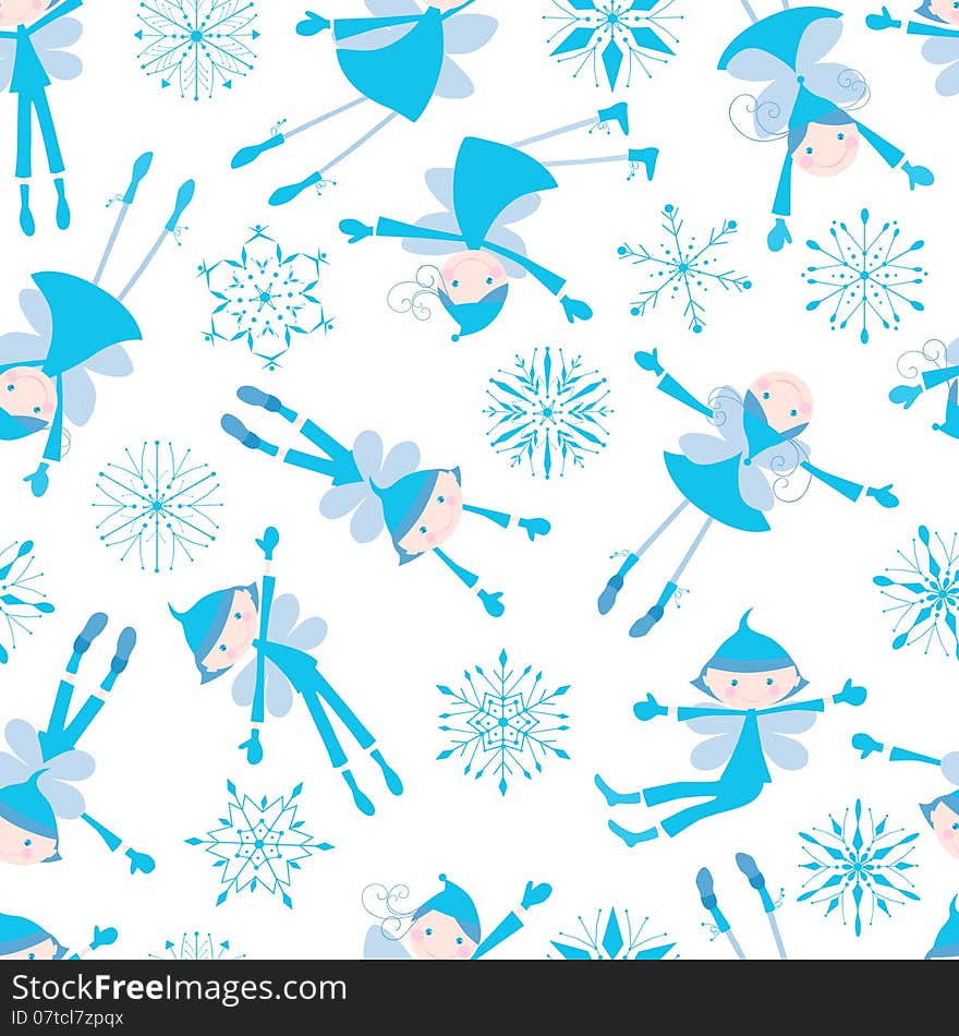 Vector pattern of the cheerful christmas elves. Vector pattern of the cheerful christmas elves.