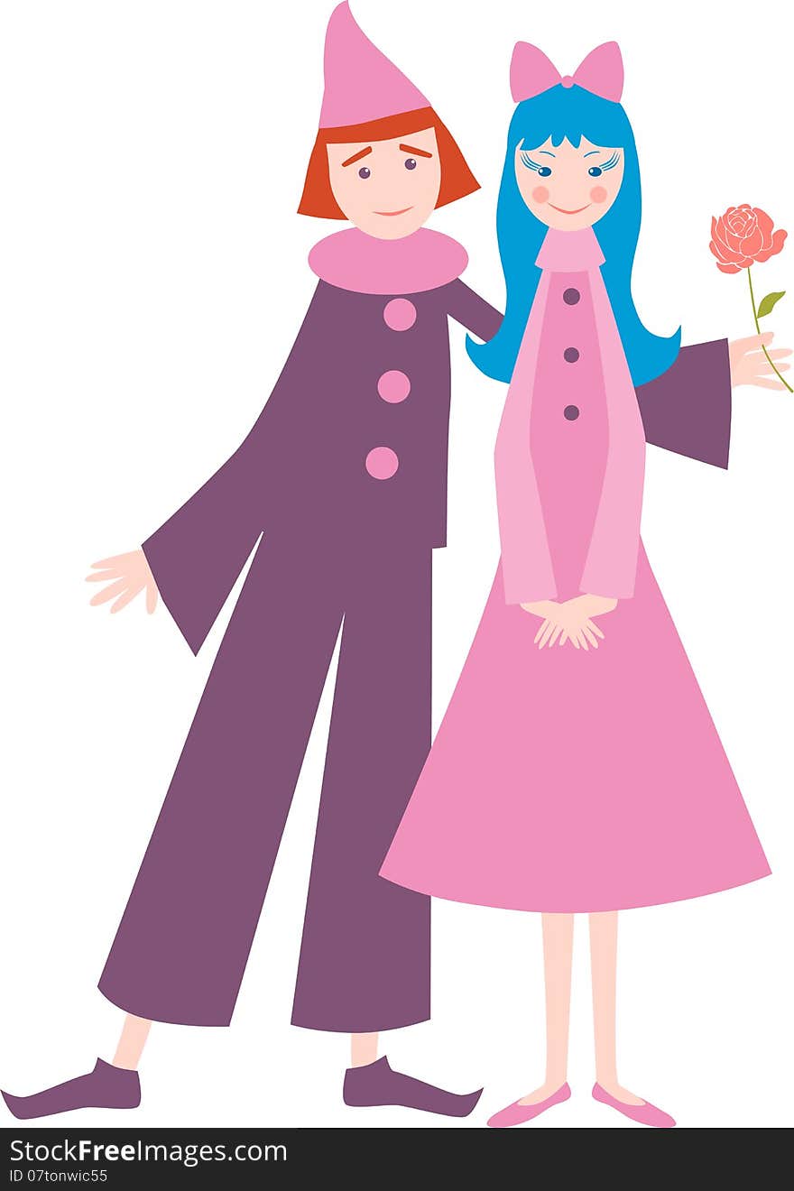 Vector image of the enamoured cartoon couple. Vector image of the enamoured cartoon couple.