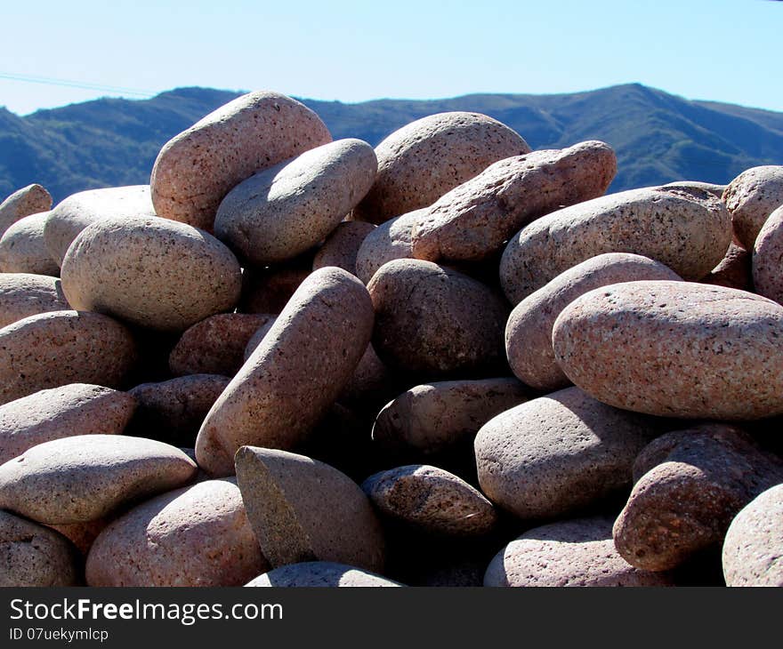 Stones with plants in a hill of La Falda, Argentina