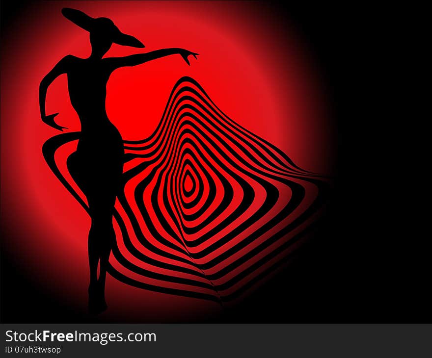 Silhouette fashion girls red background