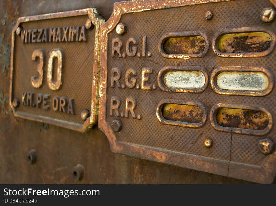 Coal iron old romanian rust sign signs steam train vintage. Coal iron old romanian rust sign signs steam train vintage