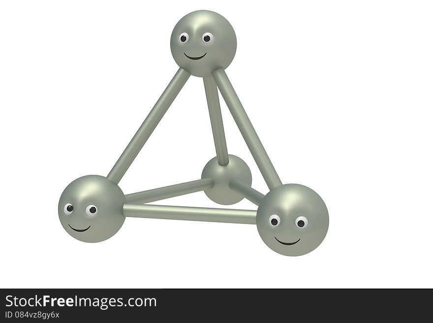 Abstract 3d molecule smiley symbol computer generated image. Abstract 3d molecule smiley symbol computer generated image