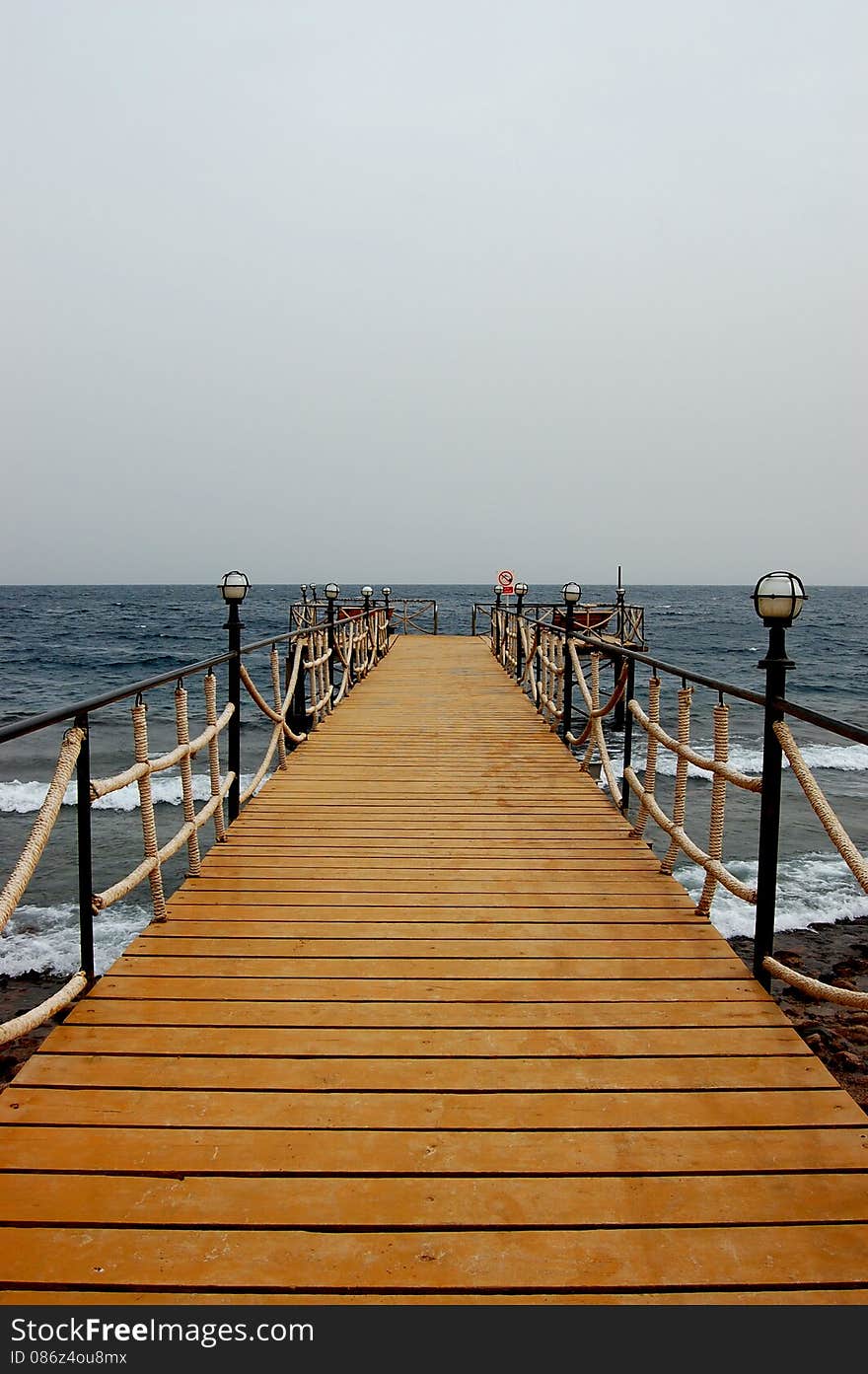 Yellow bridge on the coast of Red Sea