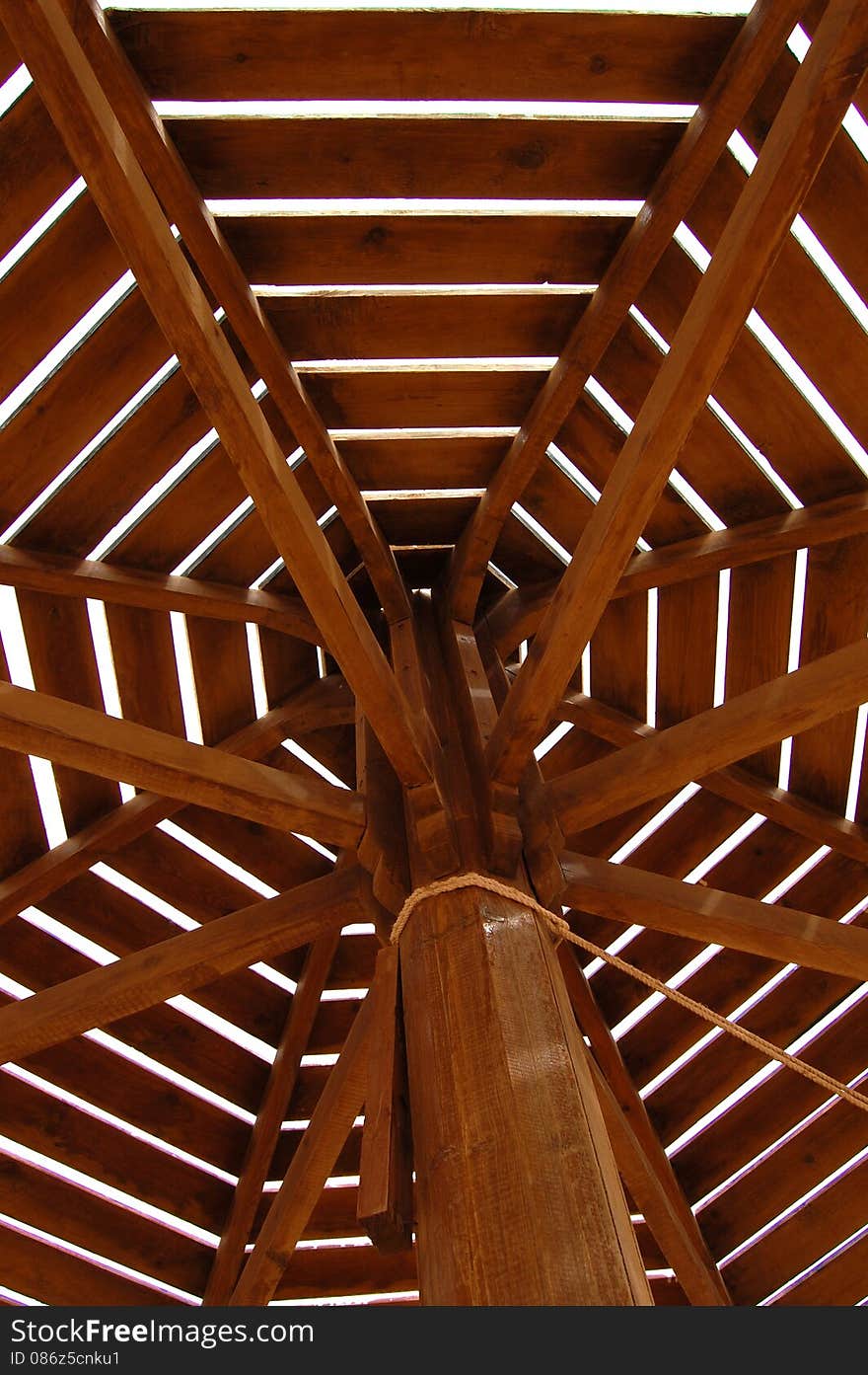 Wooden umbrella on beaach in Egypt