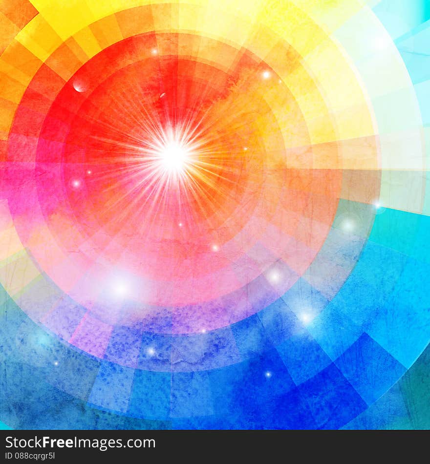 Abstract colorful background with sun