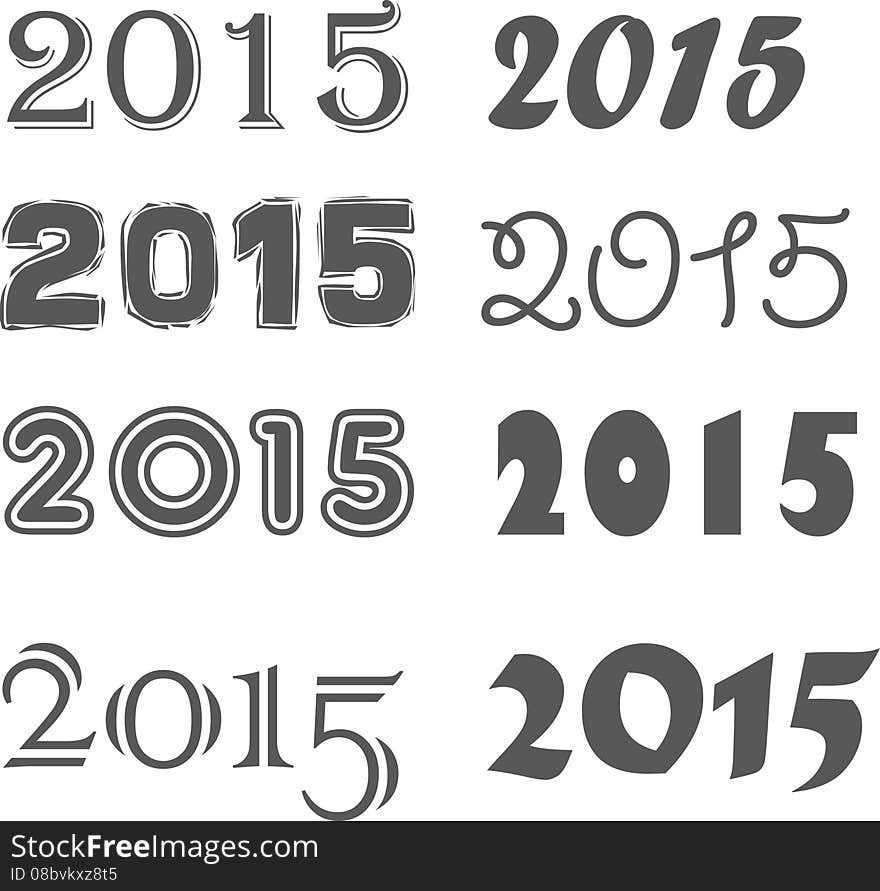 Different styles of 2015, can be used in many designs. Different styles of 2015, can be used in many designs