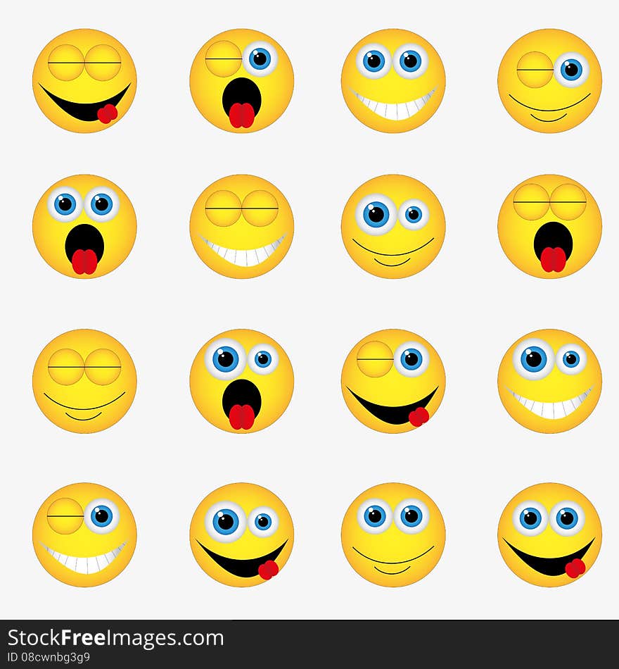 Vector illustration depicting various emotions and smiles. Vector illustration depicting various emotions and smiles