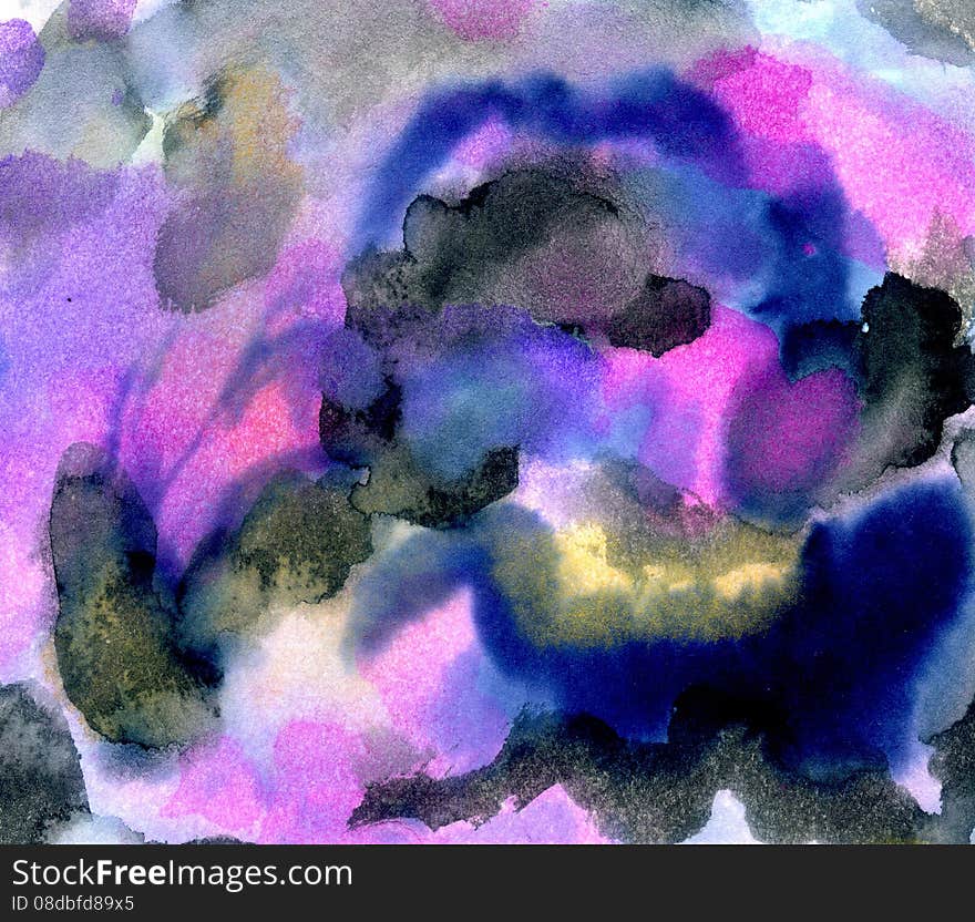 Vibrant multicolor watercolor painted texture as background.