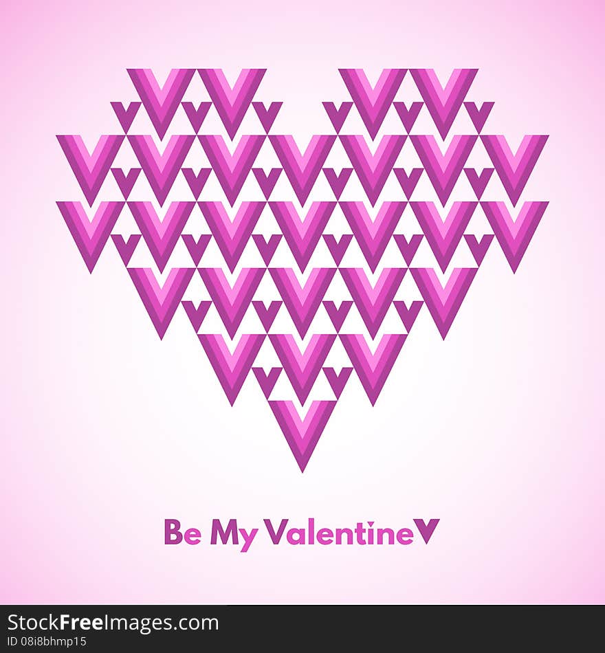 Valentines Day vector greeting card. Eps 10. Be My Valentine. Abstract geometrical heart with lettering. Conceptual, minimalist. Valentines Day vector greeting card. Eps 10. Be My Valentine. Abstract geometrical heart with lettering. Conceptual, minimalist.