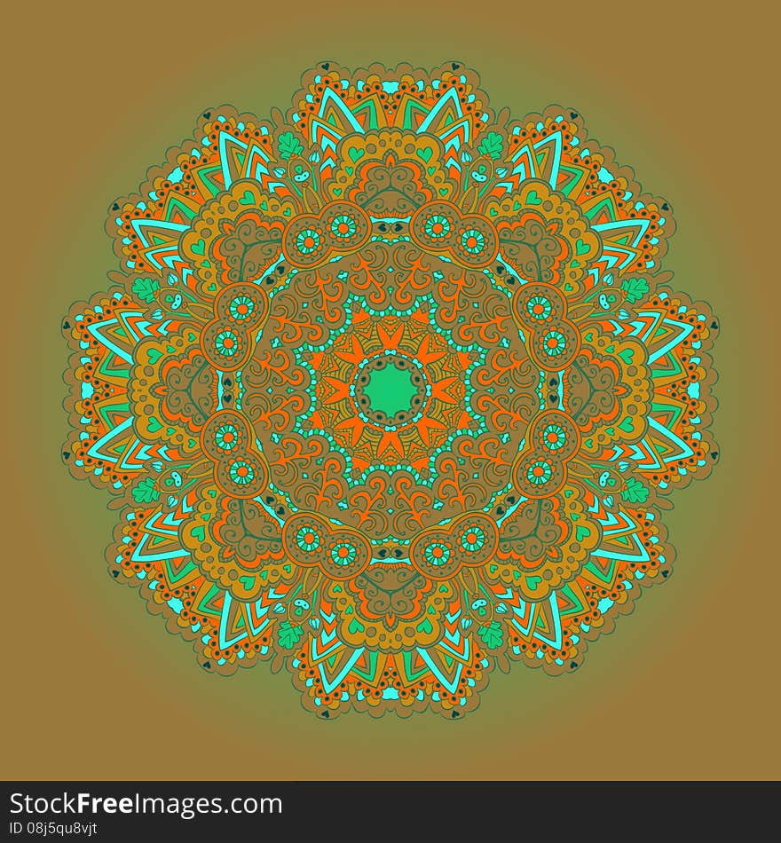 Mandala Round Colorful Ornament Pattern Vector Illustration. Mandala Round Colorful Ornament Pattern Vector Illustration